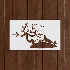 Graveyard Stencil - Reusable Graveyard Stencil - DIY Craft Stencil - Painting S