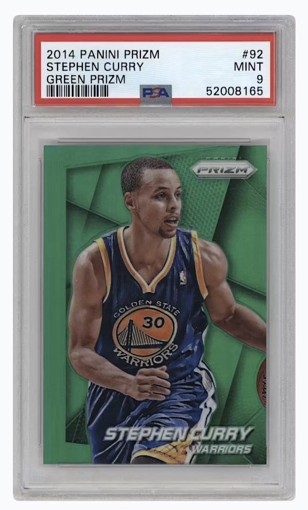 STEPHEN CURRY 2014-15 PANINI PRIZM GREEN PRIZM SP PSA 9 MINT WARRIORS - Low Pop