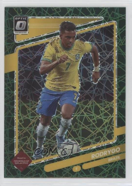 2021-22 Panini Donruss Road to Qatar Optic Green Velocity Prizm Rodrygo #24