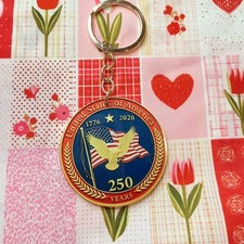 America Keychain 250 Years Keyring Patriotic Bag Charm Eagle Flag USA Fob New