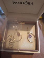 Pandora Vintage Compose Earrings, Amerthyst Dangle & diamonte Wires. ALE S925 