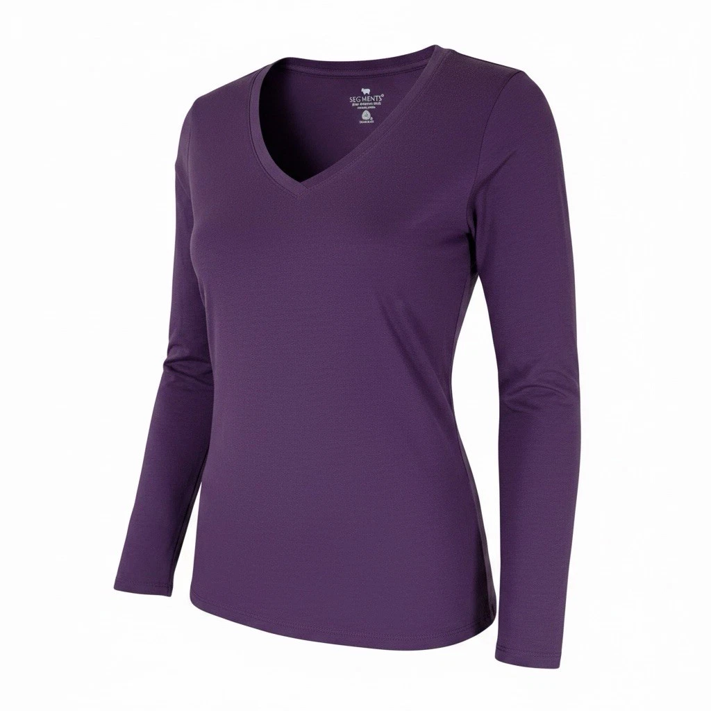 Segments Top Womens Purple Merino Wool Long Sleeve Baselayer Medium Outdoor Hike