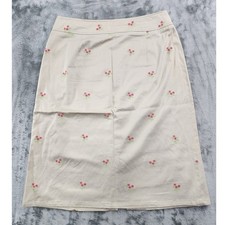 Vintage 90s Pendleton Skirt Womens 8 Tan Khaki Embroidered Flowers Pencil Preppy