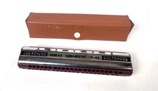 VERY RARE Vintage Non-Lever Tombo S-45 Chromatic Harmonica! 44 Holes with case!