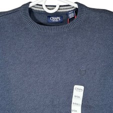Chaps Mens Navy Heather Cotton Crewneck Sweater Small Dress Preppy New