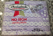 Meadowbrook Twin Fitted Sheet Purple Abstract Design Vintage 1970s NOS USA