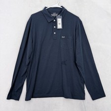 Vineyard Vines Edgartown Polo Shirt M ens L Blue Long Sleeve