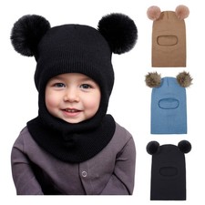 Sea Zaela Toddler Winter Hat Scarf Baby Beanie 1-6 Years, Khaki/Black/Blue