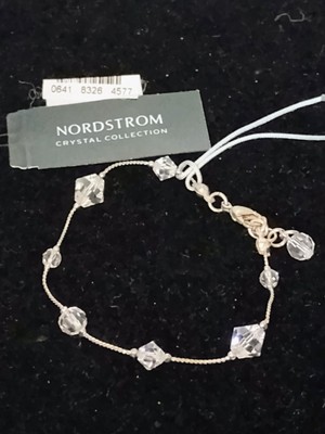 Beaded SWAROVSKI Elements Crystal Silver Tone Strand Bracelet 8''