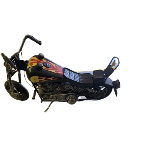Vintage Handmade Metal Motorcycle Sculpture Motorbike Model Iron Art Home Decor