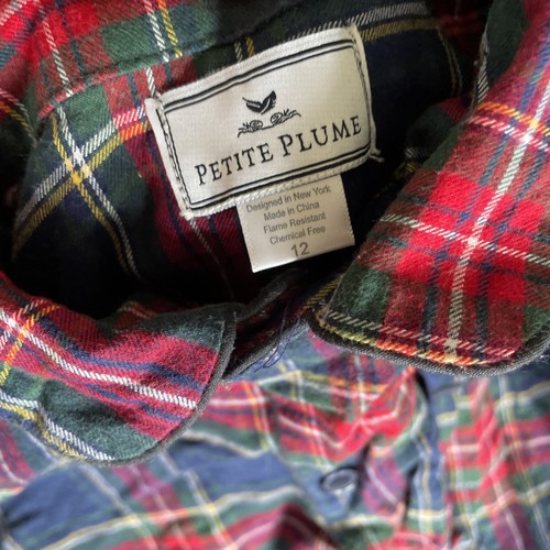 Petite Plume Tartan Plaid Pajamas Unisex Boys Girls Size 12 Flannel EUC - Picture 2 of 4