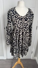 Primark Leopard Print Smock Mini Dress UK 12-14 M Long Sleeve Boho B52