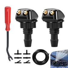 10 PCS Windshield Washer Nozzles Kit, Adjustable Front Hood Jet Kit with Hose,