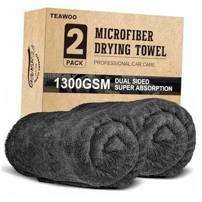 2 Pack Double-Sided Car Care Extra-Large, Ultra-Absorbant 35''x24'' 1300GSM 2PACK