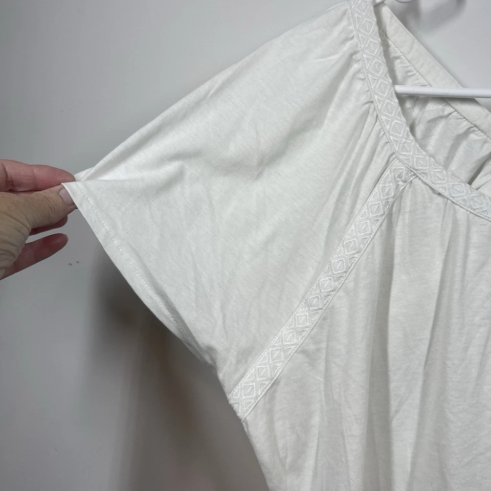 NEW prAna Kiki Top Womens XL Ivory Peasant Boho Shirt Organic Cotton Wooden Ring - Image 4 of 4