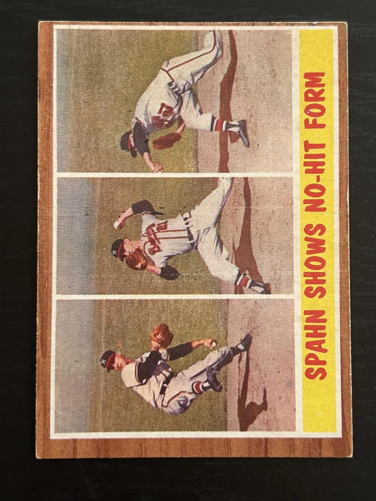 1962 Topps #312 Warren Spahn Shows No-Hit Form Milwaukee Braves VG-EX+