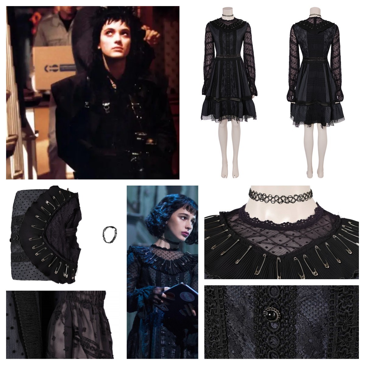 Beetlejuice 2 Bride Lydia Deetz Cosplay Black Gothic Dress+necklace outfits  | eBay UK