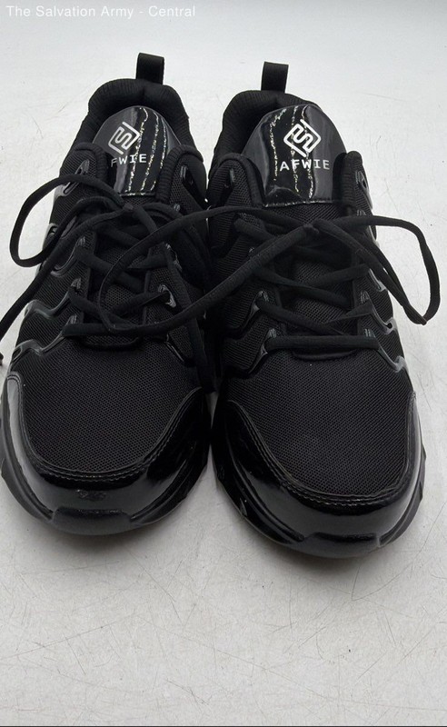 Afwie Mens Black Lace Up Low Top Comfort Work Sneaker Shoes Size EU 43