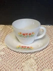 VTG Fire King Milk Glass Tulip Flower Floral Cup Saucer Anchor Hocking Oven Ware