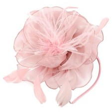 Fascinators Hat Feather Headband Women's Double Layered: 8.2"/Light Pink