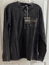 Guinness Irish Dublin Classic Washed Black Henley Shirt Medium Long Sleeve New
