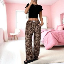 SHEIN Women s Leopard Print Wide Leg Lounge Pants New SM