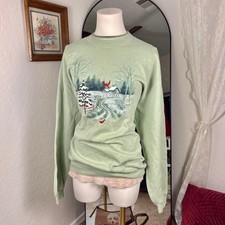 Vintage 90s Christmas Winter Holiday Cardinal Collared sweatshirt