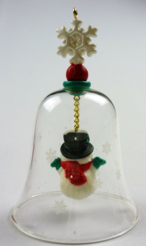 Hallmark Ornament Forecast for Fun 1999 Snowman in Glass Bell Snowflakes - Picture 8 of 8