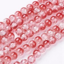 50 Crackle Glass Beads 8mm Red White Mixed Ombre Bulk Jewelry Supplies Mix
