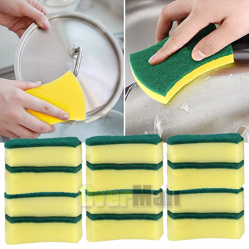 12pcs Sponge Scrubber Scourer Pad Dish Washing Scrub Sponge Stains Removing  USA