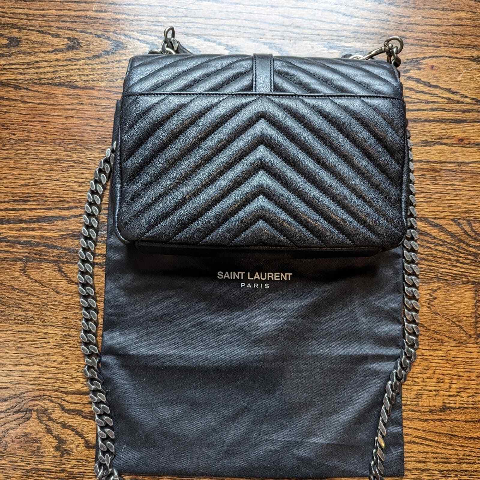 SAINT LAURENT YSL College Borsa nera in metallo