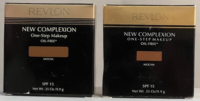 2 X Revlon New Complexion one step compact  make up Oil Free .35 oz MOCHA