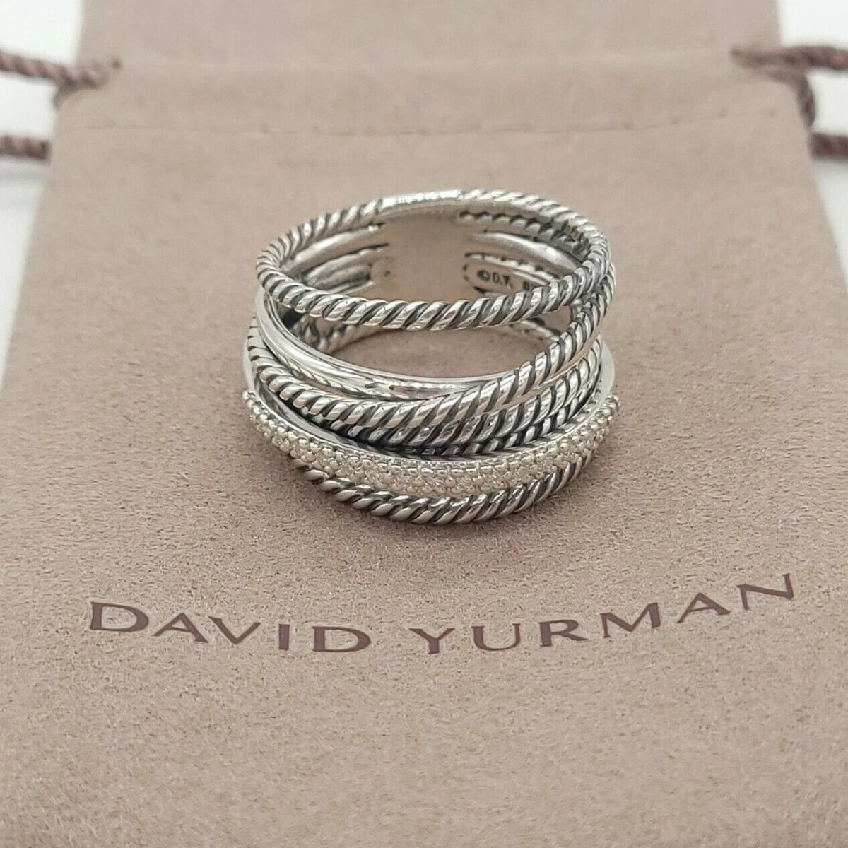 David Yurman 925 Sterling Silver Diamond Crossover Collection Wide