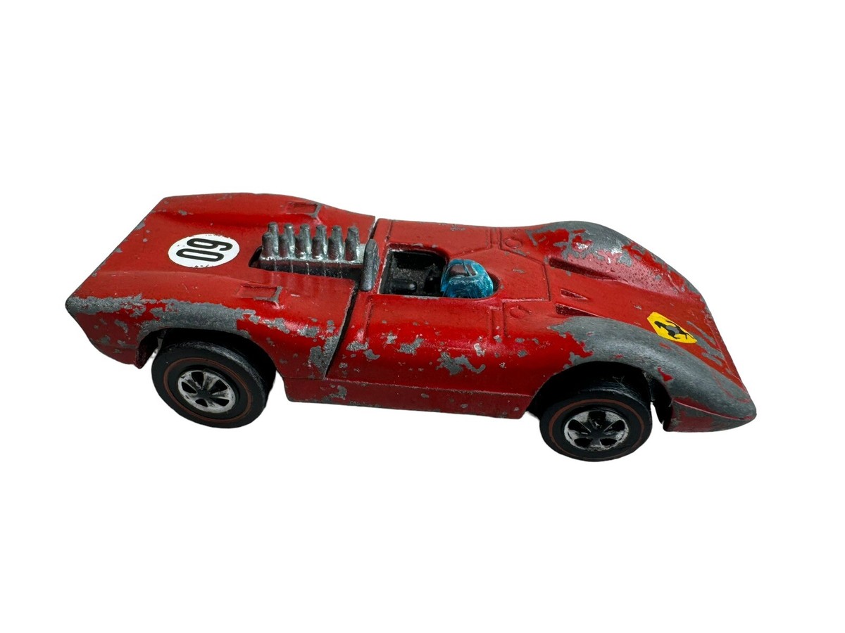 Vintage 1969 Mattel Hot Wheels Red Ferrari 312P Redline Hong Kong