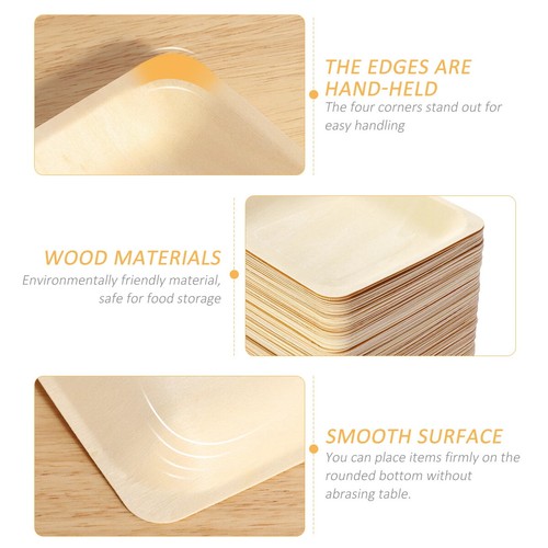 50/100pcs Square Disposable Wooden Party Plates Tableware 40x140mm eBay