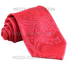 New Vesuvio Napoli polyester Men's necktie paisley wedding formal prom Coral
