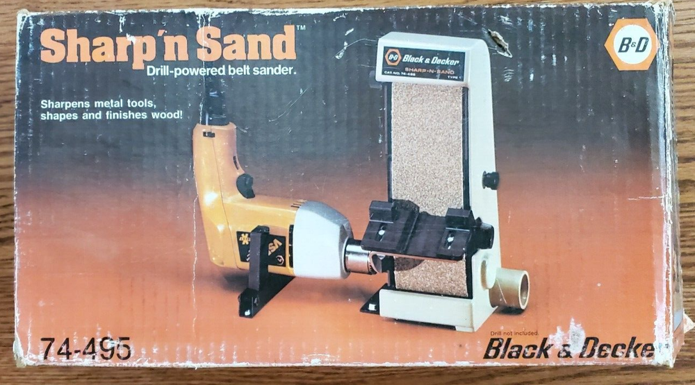Black Decker Sharp'n Sand Drill-Powered Belt Sander and Tool Sharpener 74-495