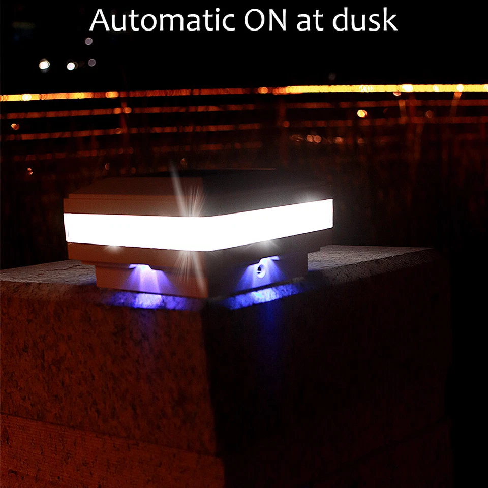 4er Set Pfostenkappen Solarlampe 4X4 5X5 6X6 Zaun Licht Kappen Gartenlicht Auβen - Bild 3 von 4