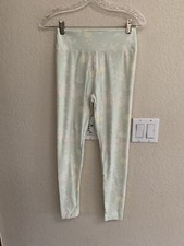 LuLaRoe Pale Green Yellow Pink Floral Leggings Size One Small NWOT
