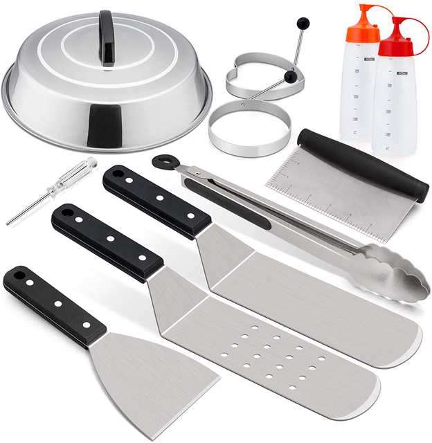 Griddle Accessories Set Stainless Steel Tools Kit of 10 for Flat Top