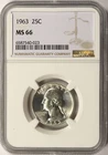 1963 25c Washington Quarter NGC MS66