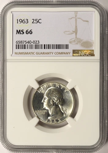 1963 25c Washington Quarter NGC MS66