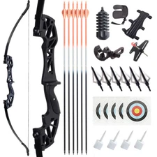 Archery 53" Recurve Bow & Arrows Set 40Lb Right Hand for Beginner Hunting Target