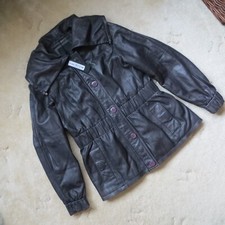 Barneys Leather Jacket Dark Plum Midnight Colour Brand New Size Med 10-12