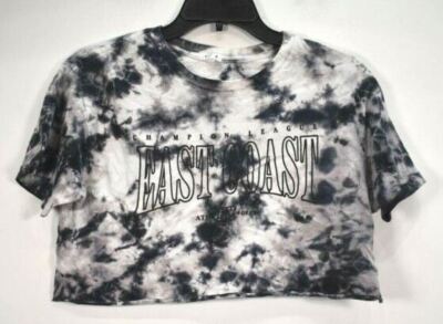 Garage Womens Black White Tie Dye Short Sleeve Champion League Crop Top PS 