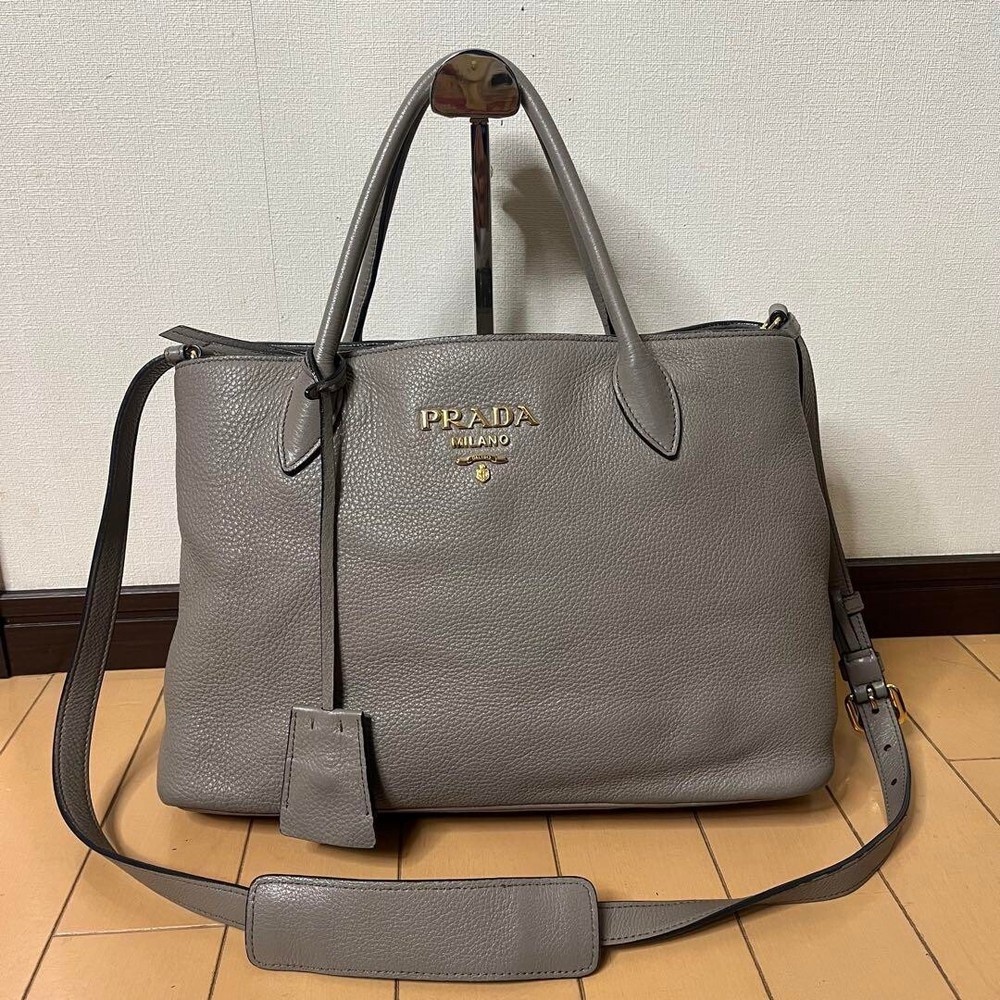 Prada Leather 2-Way Tote Shoulder Bag in Excellent Pre-Owned Condition from Japan