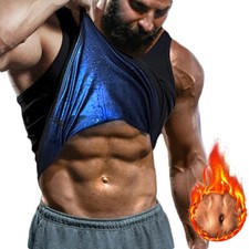 Men Sauna Sweat Vest Tank Top Gym Workout T-Shirt Body Shaper Waist Trainer Abs