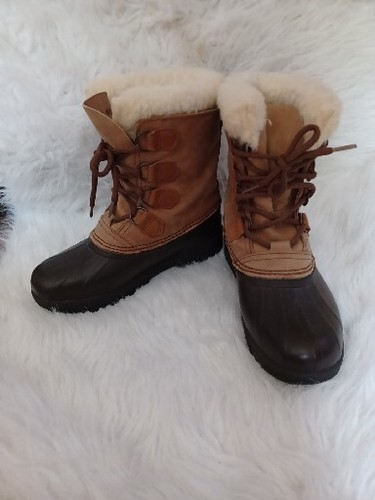 Sorel Botas Alpinas Invierno Nieve Impermeable Forro de Pato Mujer Talla 7 Marrón Con Cordones - Imagen 6 de 20