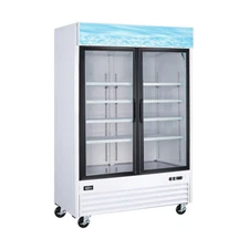 Omcan USA 52032 53" 2-Section Merchandiser Refrigerator w/ Glass Door, in Whi...
