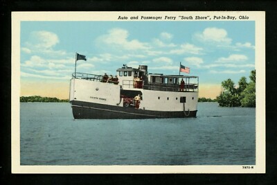 Ship postcard Ferry South Shore Catawba Point & Put In Bay, Ohio OH linen Teich